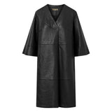 Depeche leather wear Loose leather dress in soft and nice quality Dresses 099 Black (Nero)