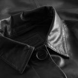 Depeche leather wear Loose leather shirt with understated details Shirts 099 Black (Nero)