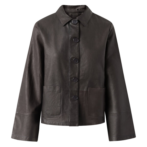 Depeche leather wear Loose leather shirt with understated details Shirts 175 Charcoal