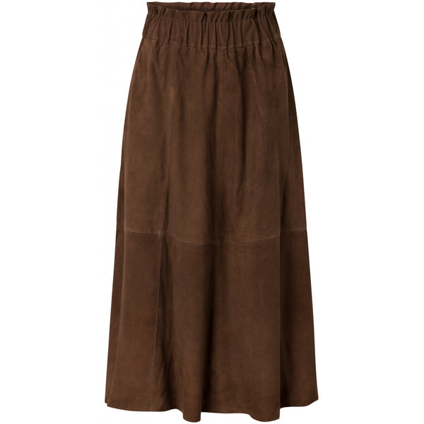 Depeche leather wear Midi suede skirt in soft quality Skirts 008 Chocolate