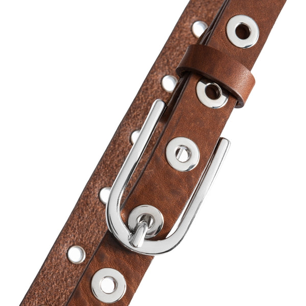 DEPECHE Cool narrow belt with details Belts 146 Brown/Silver