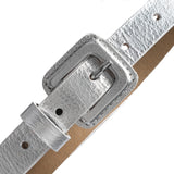 DEPECHE Narrow belt in soft leather Belts 207 Silver Metallic