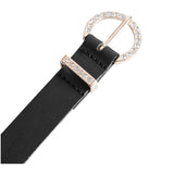 DEPECHE Narrow leather belt with a buckle with similis Belts 099 Black (Nero)