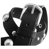 DEPECHE Narrow leather belt with studs Belts 098 Silver