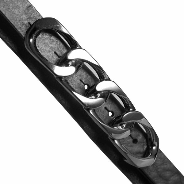 DEPECHE Narrow leatherbelt with beautiful buckle Belts 099 Black (Nero)