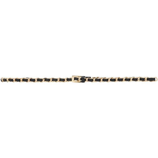 DEPECHE Pretty belt is a mix of leather and metal Belts 190 Black / Gold