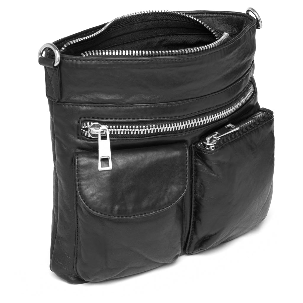 Raw and nice crossbody bag in soft leather / 15350 Black (Nero) DEPECHE
