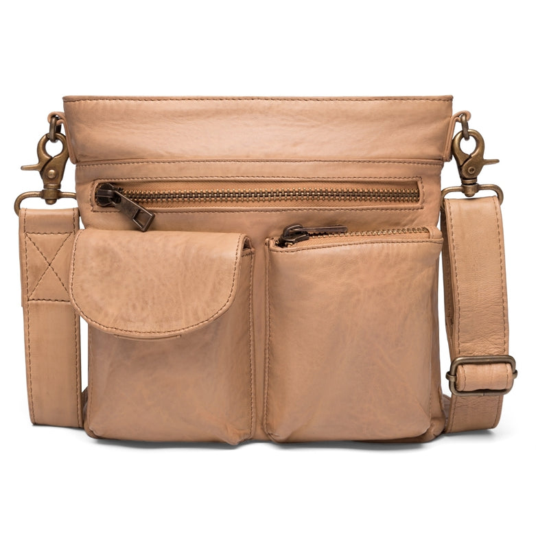 DEPECHE Raw and nice crossbody bag in soft leather Cross over 156 Camel