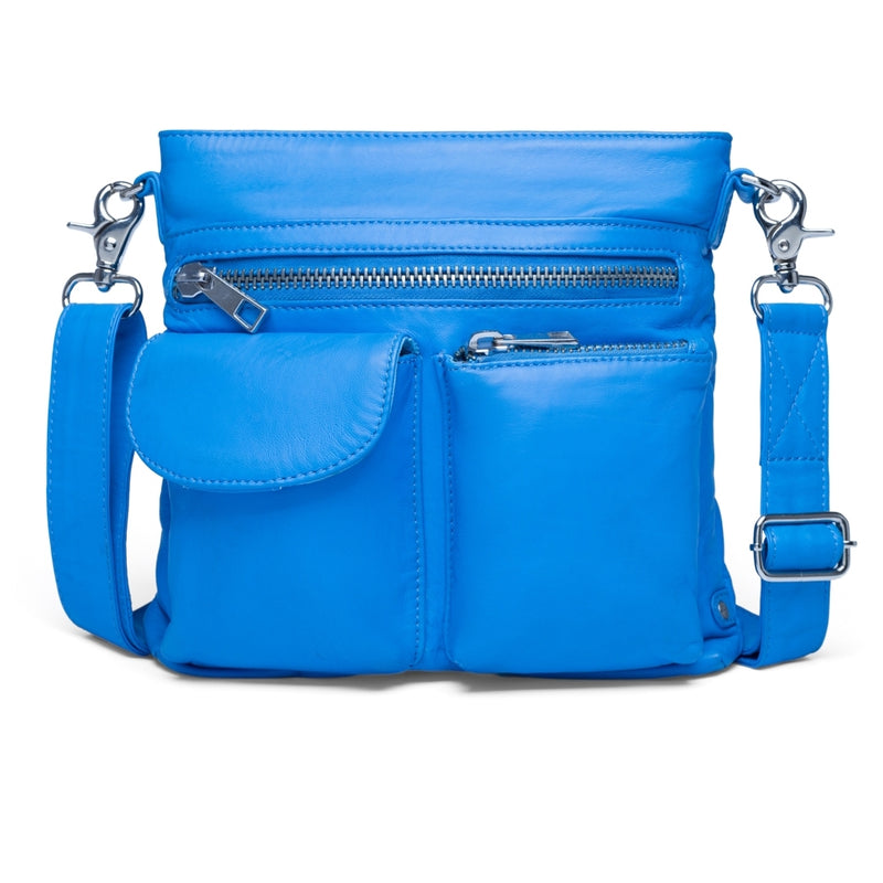 DEPECHE Raw and nice crossbody bag in soft leather Cross over 209 French blue