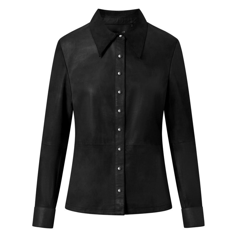 Depeche leather wear Simple and classic shirt in soft leather Shirts 099 Black (Nero)
