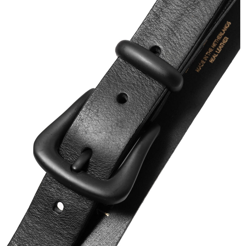 DEPECHE Simple jeans leatherbelt with matte black buckle Belts 099 Black (Nero)