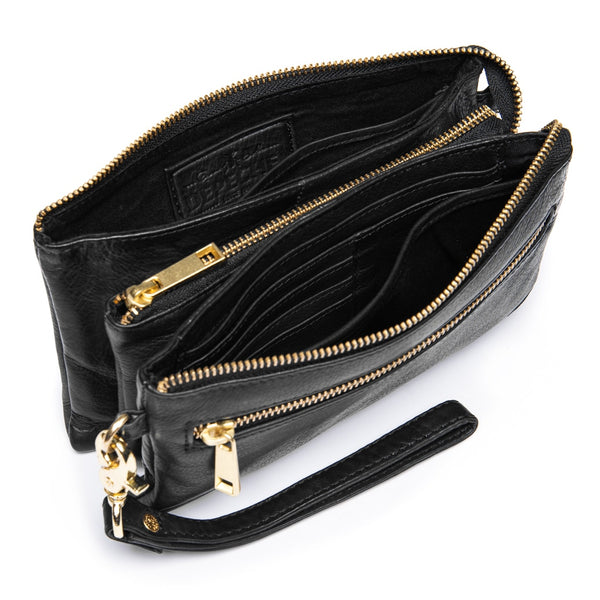 DEPECHE Small leatherbag with golden details Small bag / Clutch 099 Black (Nero)
