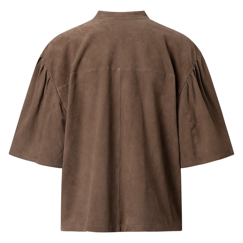 Depeche leather wear Suede loose shirt in soft quality Shirts 007 Mud