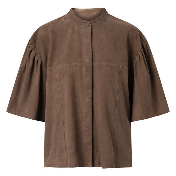 Depeche leather wear Suede loose shirt in soft quality Shirts 007 Mud