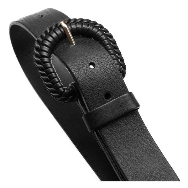 DEPECHE Tie leather belt in soft quality Belts 099 Black (Nero)