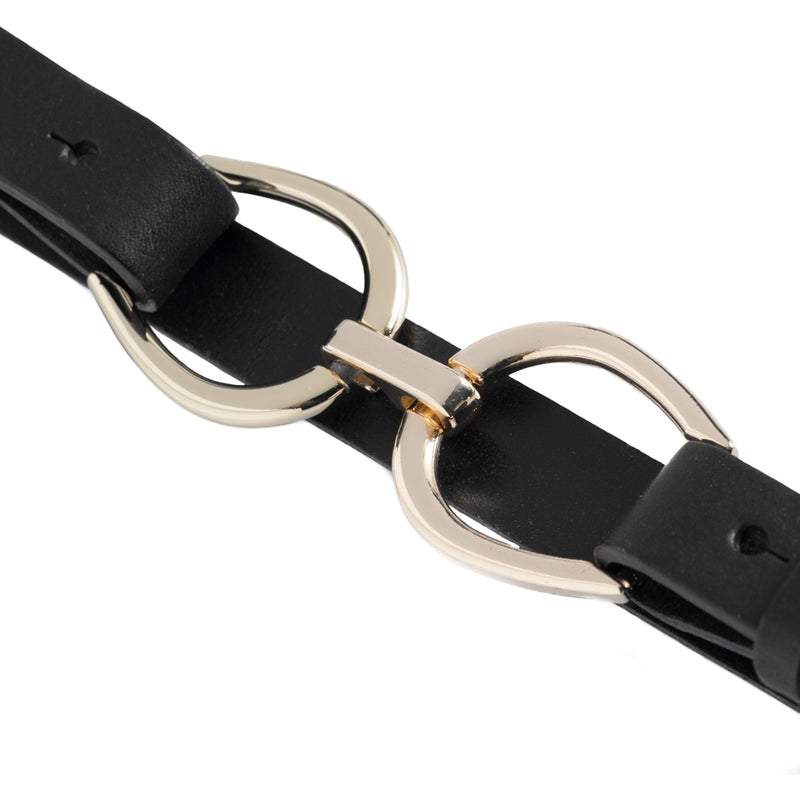 DEPECHE Waist leatherbelt with beautiful metal closure Belts 190 Black / Gold