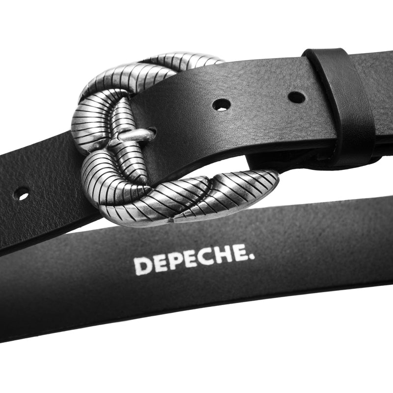 DEPECHE Wide jeans leatherbelt with nice buckle Belts 099 Black (Nero)