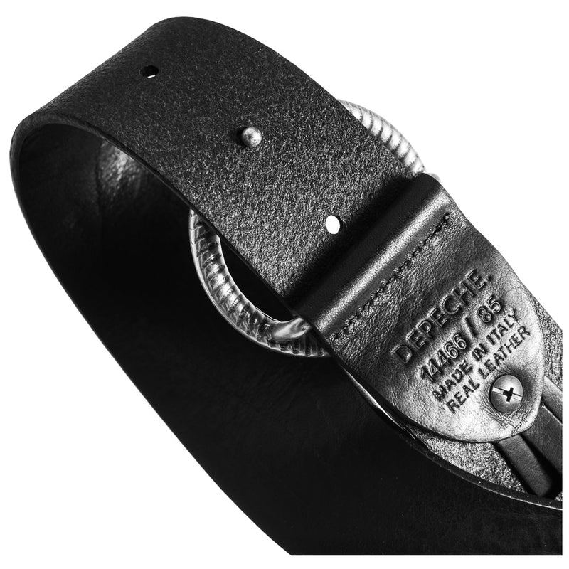 DEPECHE Wide leather belt with beautiful buckle Belts 098 Silver